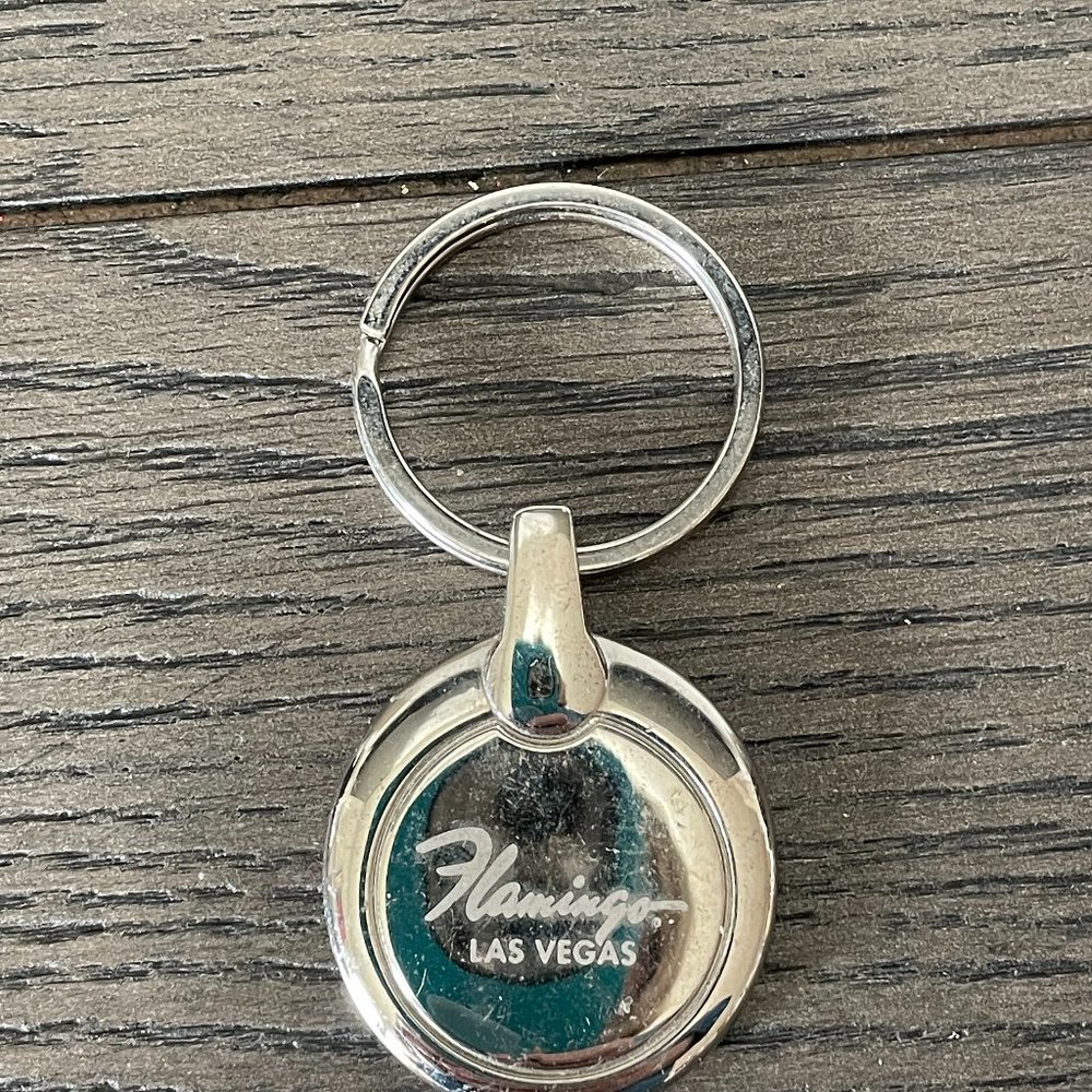 The Flamingo Hotel Casino Las Vegas Vintage Silver Chrome Keychain